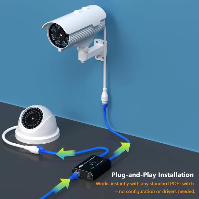 Alt view image 4 of 5 - PoE Splitter, 2 Port Gigabit PoE Switch, Network Hub 1 in 2 Out, Supports IEEE 802.3at/af (POE+/POE) Standards, Power Over Ethernet, Dual RJ45 Splitter for Cat5e/6/7/8 Cable, Distance Up to 328 Ft.