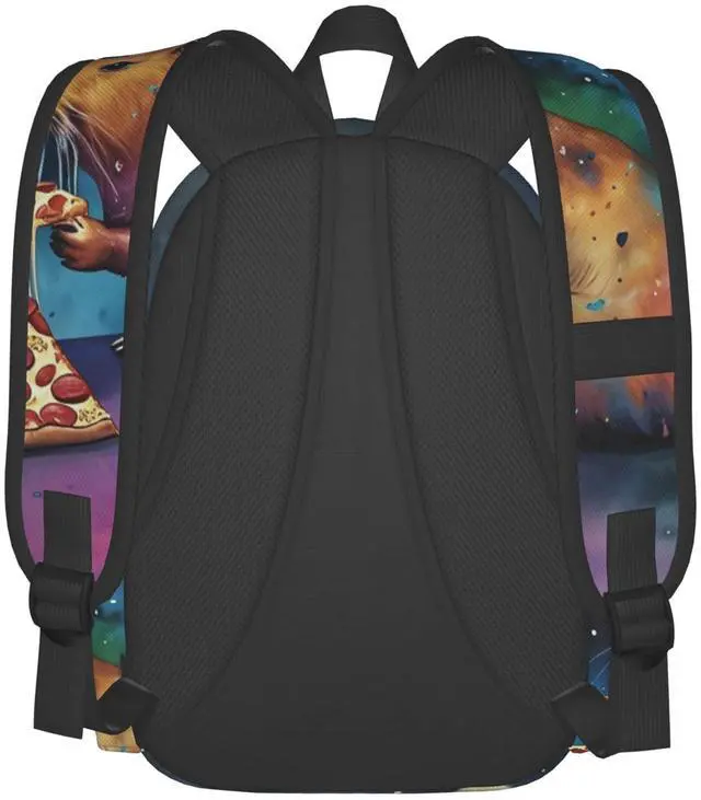 Alt view image 4 of 5 - UEQIKI Watercolor Capybara Lightweight Travel Backpack With Zipped Front Pocket Printed Laptop Bag Fashion Casual Daypack For Work, Hiking, Camping Unisex