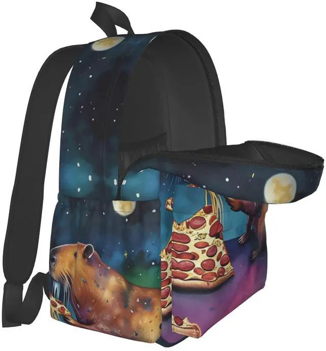 Alt view image 5 of 5 - UEQIKI Watercolor Capybara Lightweight Travel Backpack With Zipped Front Pocket Printed Laptop Bag Fashion Casual Daypack For Work, Hiking, Camping Unisex