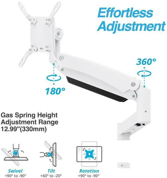 Alt view image 3 of 5 - AVLT Single 57 Inch Heavy Duty Monitor Arm Add-On Kit for Pole Top Mount-White, Fits 1.38" Pole, for Super Ultrawide Screen, Supports 59.5lbs (27kg), VESA Compatible, Workspace Upgrade Extension Arm