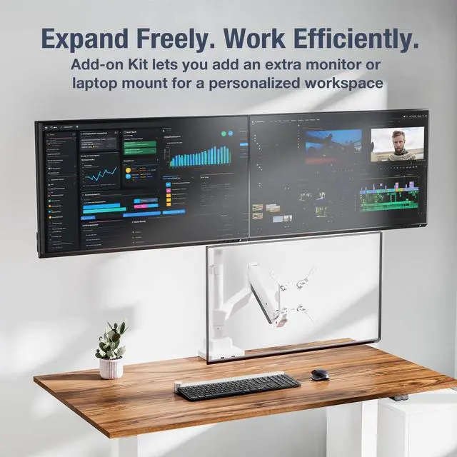 Alt view image 4 of 5 - AVLT Single 57 Inch Heavy Duty Monitor Arm Add-On Kit for Pole Top Mount-White, Fits 1.38" Pole, for Super Ultrawide Screen, Supports 59.5lbs (27kg), VESA Compatible, Workspace Upgrade Extension Arm