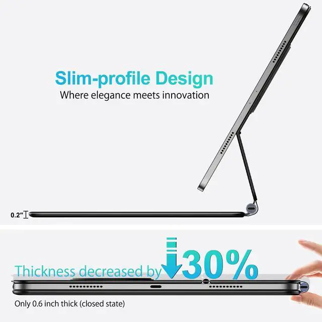 Alt view image 5 of 5 - Jibrealg Keyboard Case for iPad 11th (A16, 2025) & iPad 10th Gen, Ultra-Slim Magic Keyboard with Magnetic Phone Stand, Dual Bluetooth Channel, Floating Cantilever Stand with Multi-Touch Trackpad