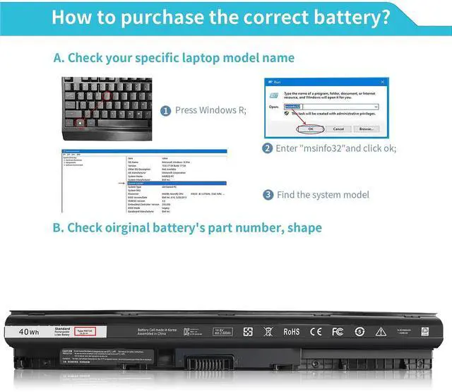 Alt view image 3 of 5 - 14.8V 40Wh M5Y1K for Dell Laptop Battery Compatible with M5Y1K for Dell Inspiron 14 15 17 3000 5000 5558 5559 3567 5555 5566 5458 3552 3558 3451 3452 Vostro 3458 5755 5758 5759 GXVJ3 W6D4J 6YFVW