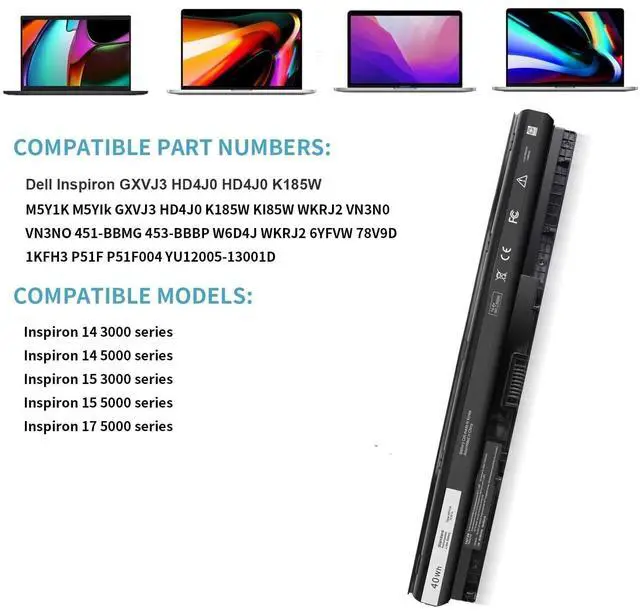 Alt view image 4 of 5 - 14.8V 40Wh M5Y1K for Dell Laptop Battery Compatible with M5Y1K for Dell Inspiron 14 15 17 3000 5000 5558 5559 3567 5555 5566 5458 3552 3558 3451 3452 Vostro 3458 5755 5758 5759 GXVJ3 W6D4J 6YFVW