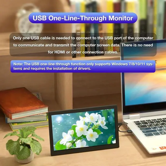Alt view image 3 of 5 - Hosyond 7 Inches USB C Mini Monitor IPS 1024x600 Portable Monitor Type C Secondary Screen Display for PC Laptop Windows7/8/10/11