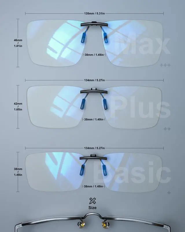 Alt view image 4 of 5 - ANYLUV Clip On Blue Light Blocking Glasses Lightweight Rectangle Blue Light Glasses Men for Computer Gaming, Anti Eye Strain