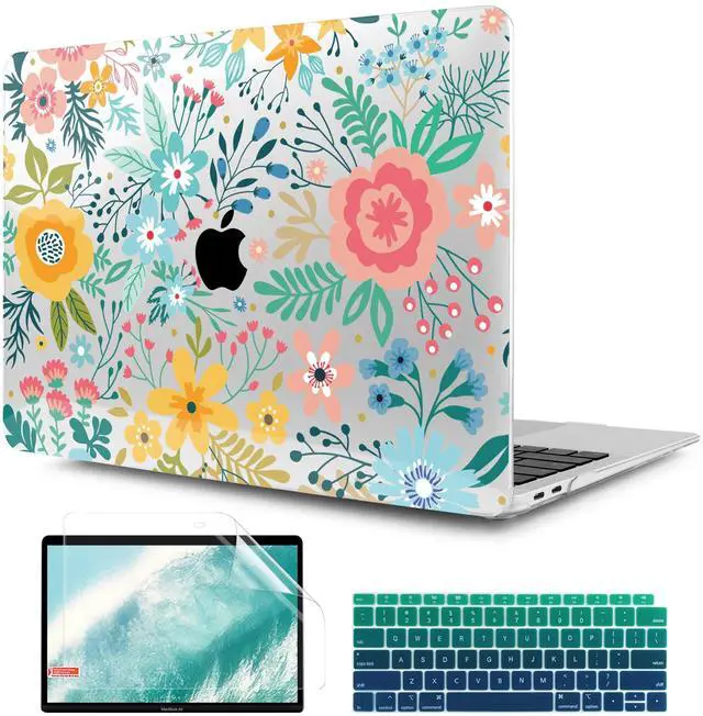 Main image of TwoL Case for MacBook Air 13 inch, Plastic Hard Shell Case Cover Keyboard Skin & Screen Protector Compatible with MacBook Air 13 inch 2021 2020 2019 2018 Model A2337 M1 A2179 A1932, Abstract Flower