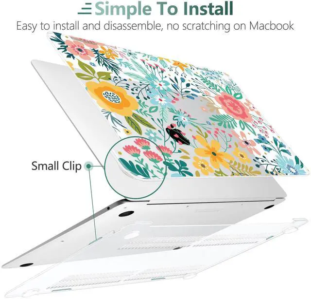 Alt view image 3 of 5 - TwoL Case for MacBook Air 13 inch, Plastic Hard Shell Case Cover Keyboard Skin & Screen Protector Compatible with MacBook Air 13 inch 2021 2020 2019 2018 Model A2337 M1 A2179 A1932, Abstract Flower