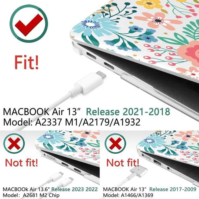 Alt view image 2 of 5 - TwoL Case for MacBook Air 13 inch, Plastic Hard Shell Case Cover Keyboard Skin & Screen Protector Compatible with MacBook Air 13 inch 2021 2020 2019 2018 Model A2337 M1 A2179 A1932, Abstract Flower