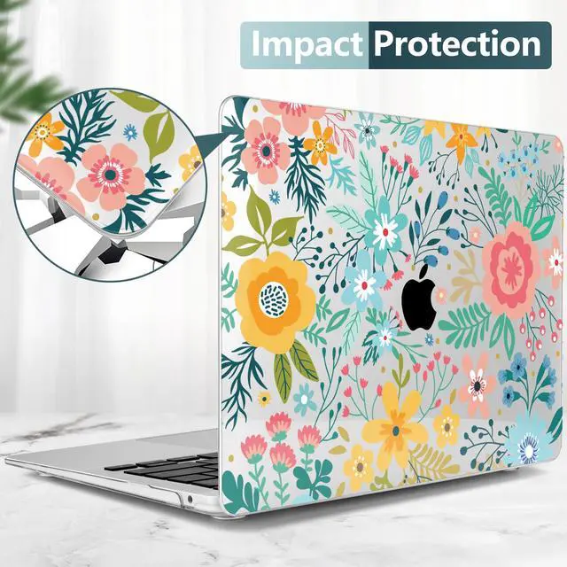 Alt view image 5 of 5 - TwoL Case for MacBook Air 13 inch, Plastic Hard Shell Case Cover Keyboard Skin & Screen Protector Compatible with MacBook Air 13 inch 2021 2020 2019 2018 Model A2337 M1 A2179 A1932, Abstract Flower