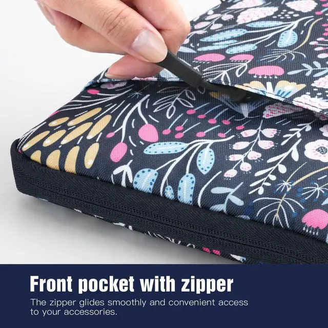 Alt view image 3 of 5 - TiMOVO 9-11" Tablet Sleeve Bag for iPad 11-inch A16 2025, iPad 10th Gen. 10.9", iPad 10.2", iPad Air 11/5th/4th Gen. 10.9", Galaxy Tab A9 Plus 11", Protective Bag Fit Smart Keyboard, Colorful Flower