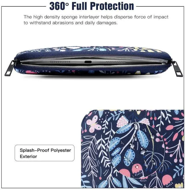 Alt view image 5 of 5 - TiMOVO 9-11" Tablet Sleeve Bag for iPad 11-inch A16 2025, iPad 10th Gen. 10.9", iPad 10.2", iPad Air 11/5th/4th Gen. 10.9", Galaxy Tab A9 Plus 11", Protective Bag Fit Smart Keyboard, Colorful Flower