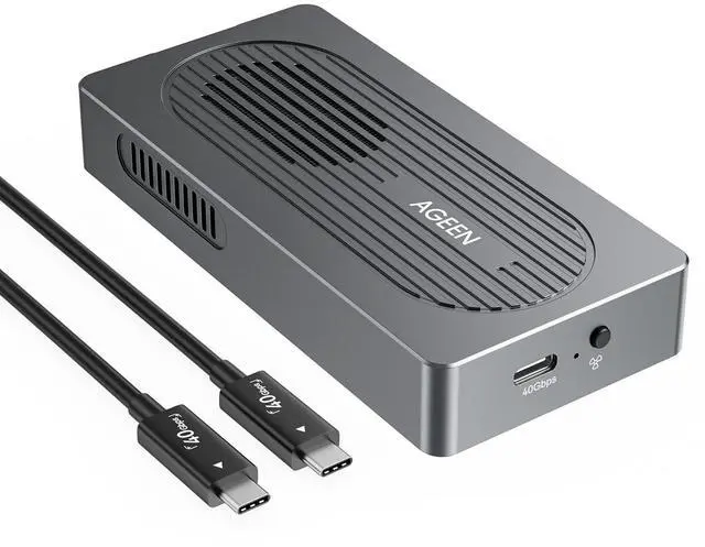 Main image of AGEEN 40Gbps M.2 NVMe SSD Enclosure with Cooling Fan, Dual Chip JHL7440 & RTL9210, Tool-Free Installation, Compatible with USB4/USB3.2/3.1/3.0/2.0, Support 8TB SSD 2280/2260/2242/2230 B+M M-Key