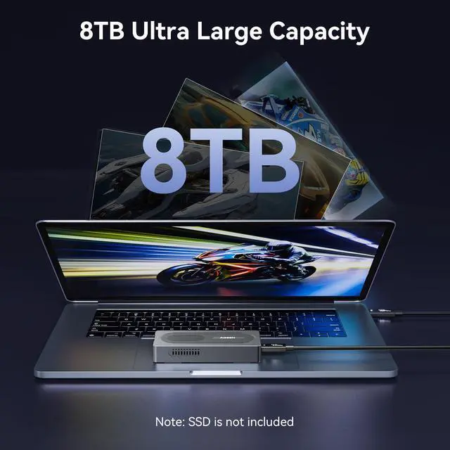 Alt view image 4 of 5 - AGEEN 40Gbps M.2 NVMe SSD Enclosure with Cooling Fan, Dual Chip JHL7440 & RTL9210, Tool-Free Installation, Compatible with USB4/USB3.2/3.1/3.0/2.0, Support 8TB SSD 2280/2260/2242/2230 B+M M-Key
