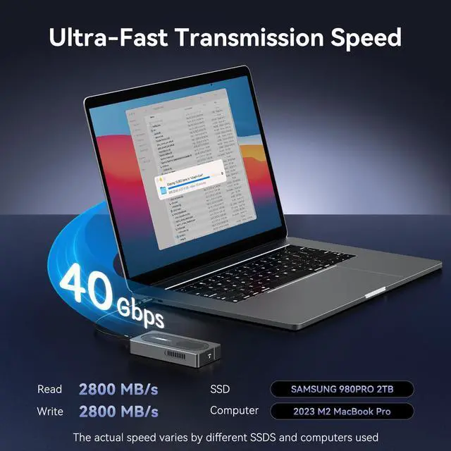 Alt view image 2 of 5 - AGEEN 40Gbps M.2 NVMe SSD Enclosure with Cooling Fan, Dual Chip JHL7440 & RTL9210, Tool-Free Installation, Compatible with USB4/USB3.2/3.1/3.0/2.0, Support 8TB SSD 2280/2260/2242/2230 B+M M-Key