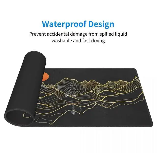 Alt view image 3 of 5 - CANFLASHION Desk Pad,Office Desk Mat 31.5"×11.8" Large Gaming Mouse Pad,Durable Extended Computer Mouse Pad,Waterproof Thick Big Mouse Pads with Non-Slip Rubber Base Office Home Black Mountain Sunset
