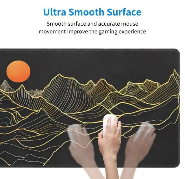 Alt view image 4 of 5 - CANFLASHION Desk Pad,Office Desk Mat 31.5"×11.8" Large Gaming Mouse Pad,Durable Extended Computer Mouse Pad,Waterproof Thick Big Mouse Pads with Non-Slip Rubber Base Office Home Black Mountain Sunset