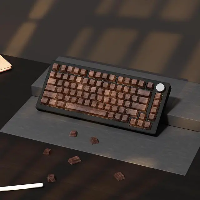 Alt view image 5 of 5 - Womier PBT Keycaps, Custom Keyboard Caps 60 65 75 100 Percent, Shine Through Cherry Profile Keyboard Keys, Doubleshot Side Print Dye Sub Keycap Set (Walnut)