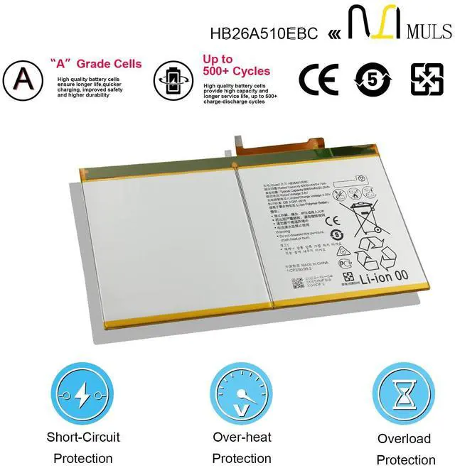 Alt view image 4 of 5 - HB26A5I0EBC Battery Compatible with Huawei MediaPad M2 10 10.0 M2-A01W M2-A01L 10.1-inch, MediaPad M3 Lite 10 10.0 Bach-L09 Bach-W09 BAH-L09 BAH-W09, MediaPad T2 10.0 Pro FDR-A01L FDR-A03L FDR-A04L