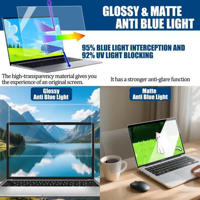 Alt view image 5 of 5 - Vxaop [4 Pack] 14 Inch Laptop Privacy Screen for 16:10 Aspect Ratio - 14 Inch Anti Blue Light Screen Protector Removable Anti-Scratch Privacy Shield Screen 14in