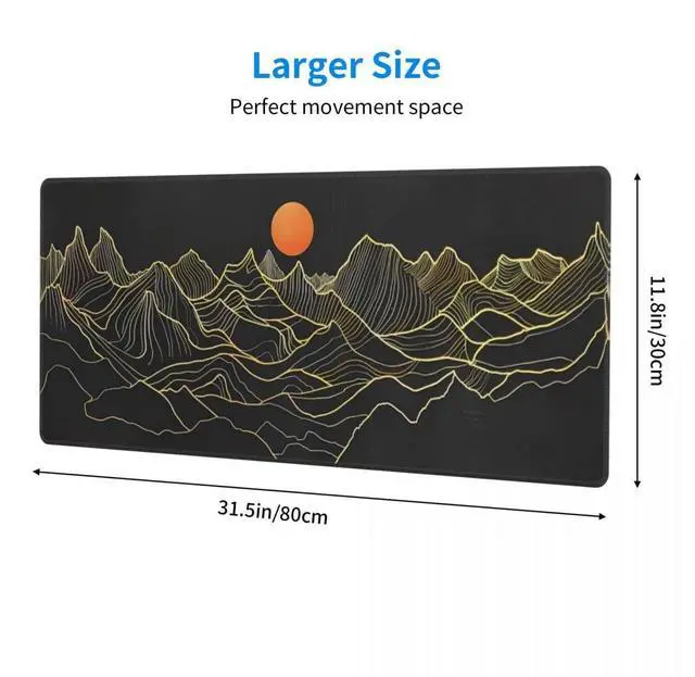 Alt view image 2 of 5 - CANFLASHION Desk Pad,Office Desk Mat 31.5"×11.8" Large Gaming Mouse Pad,Durable Extended Computer Mouse Pad,Waterproof Thick Big Mouse Pads with Non-Slip Rubber Base Office Home Black Mountain Sunset