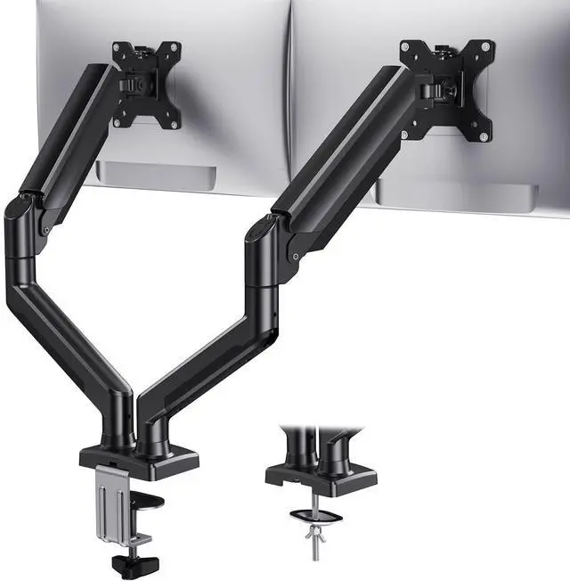 Main image of HUANUO Dual Monitor Mount for 2 Monitors up to 32 inches, Each Arm Holds Max 22lbs, Dual Monitor Stand with Pneumatic Spring System, Height-Adjustable/Tilt/Swivel/Rotate, VESA Standard 75mm or 100mm