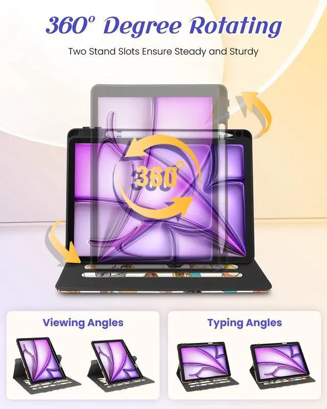 Alt view image 5 of 5 - Kidcube for iPad Air 13 Inch Case (M3/M2)/for iPad Pro 12.9 Cases 6th/5th (2022/2021) - Women Girls Kids Cute Rotating Stand Folio Cover with Pencil Holder & Card Slot Design Kawaii Cartoon Dog Cover