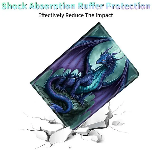 Alt view image 4 of 5 - Rossy Case for Kindle Fire HD 8 & Fire HD 8 Plus Tablet (12th Generation 2022 & 10th Generation 2020 Release) Slim PU Leather Adjustable Stand Smart Cover with Auto Wake/Sleep,Dragon