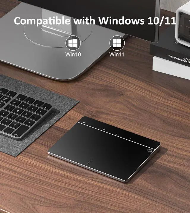 Alt view image 2 of 5 - Homiguar Wireless Bluetooth Trackpad for Windows 10 & 11, 3-in-1 Connectivity Modes, High Precision Control, Portable Multi-Touch Gestures touchpad for PC & Laptop (Black)