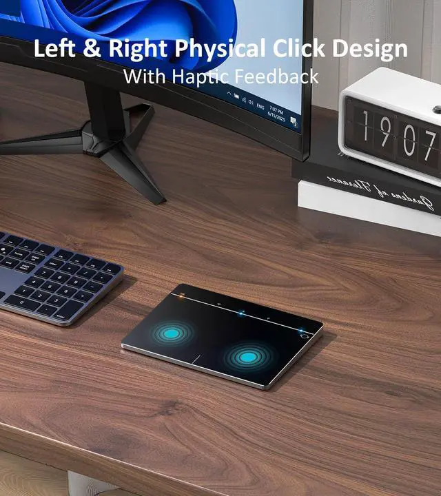 Alt view image 3 of 5 - Homiguar Wireless Bluetooth Trackpad for Windows 10 & 11, 3-in-1 Connectivity Modes, High Precision Control, Portable Multi-Touch Gestures touchpad for PC & Laptop (Black)