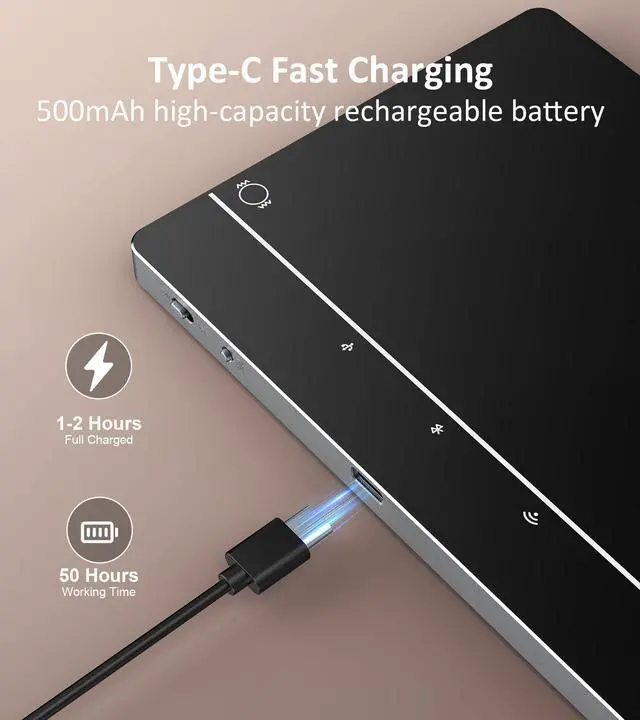 Alt view image 5 of 5 - Homiguar Wireless Bluetooth Trackpad for Windows 10 & 11, 3-in-1 Connectivity Modes, High Precision Control, Portable Multi-Touch Gestures touchpad for PC & Laptop (Black)