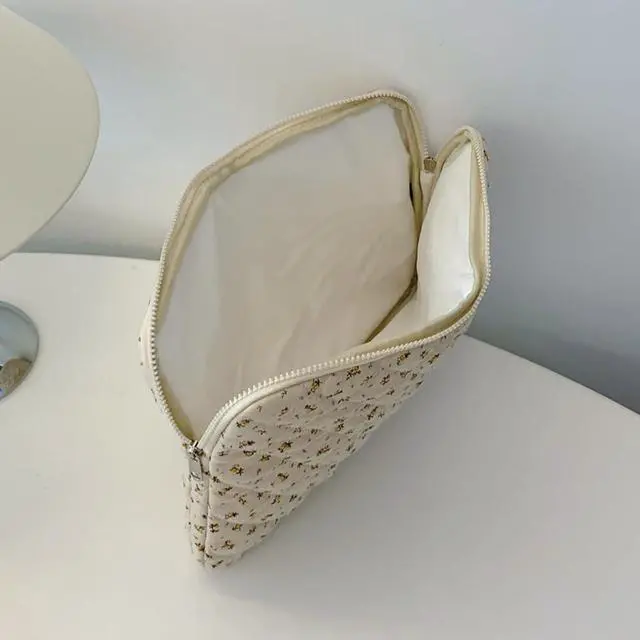 Alt view image 5 of 5 - Puffy Laptop Sleeve Case Cute Computer Bag Flower Printed Quilted Laptop Carrying Cases Floral Pattern Protective Cover