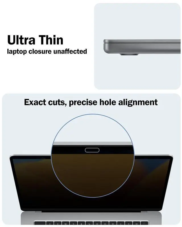 Alt view image 4 of 4 - F FORITO 360° Privacy Screen Compatible with MacBook Pro 13 inch (2016, 2017, 2018, 2019, 2020, 2021, 2022, M1, M2), Eye Protection Anti Glare Anti Blue Light Laptop Privacy Filter