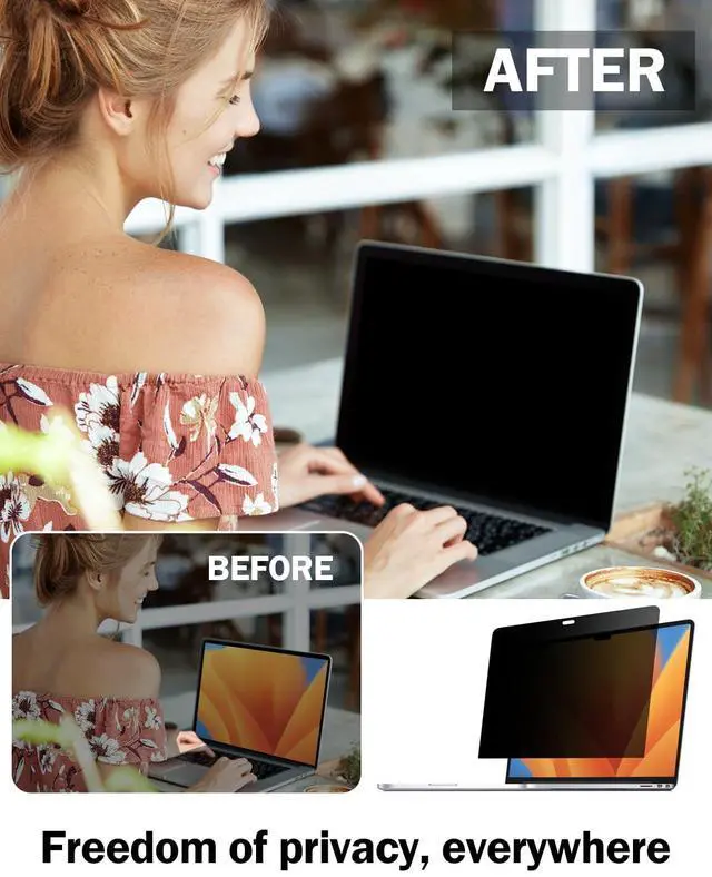 Alt view image 3 of 4 - F FORITO 360° Privacy Screen Compatible with MacBook Pro 13 inch (2016, 2017, 2018, 2019, 2020, 2021, 2022, M1, M2), Eye Protection Anti Glare Anti Blue Light Laptop Privacy Filter