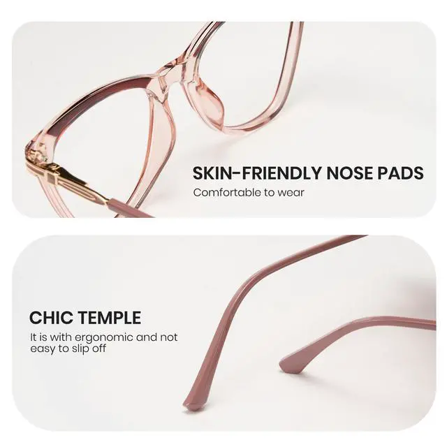 Alt view image 4 of 5 - Cyxus Cat Eye Blue Light Blocking Glasses for Women Men Tr90 Frame Anti Eye Strain UV400 Protection Computer Glasses 8189 Brown