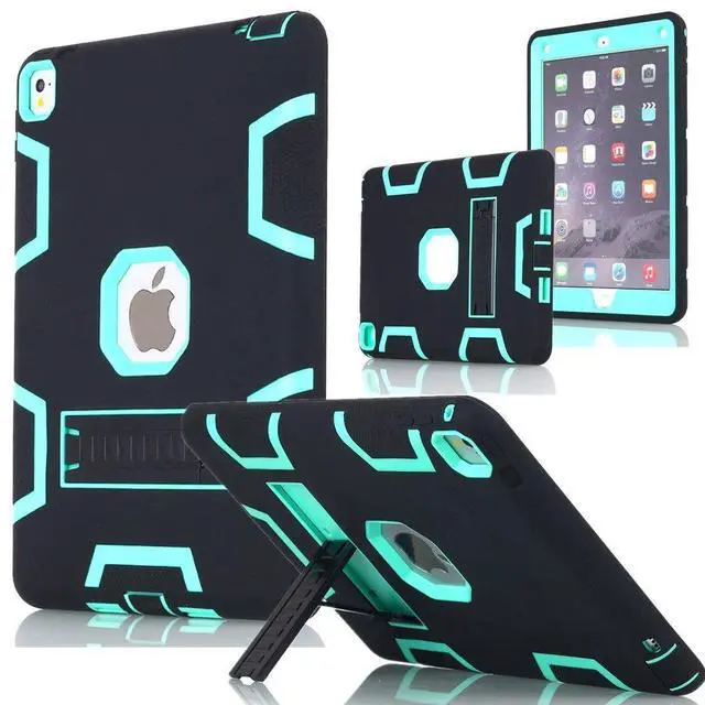 Main image of iPad Pro 12.9" Case,AICase Heavy Duty Hybrid Shockproof Hard Case Cover Rubber Stand for 2017(A1670/A1671) Apple iPad Pro 12.9 inch (Black/Mint Blue)