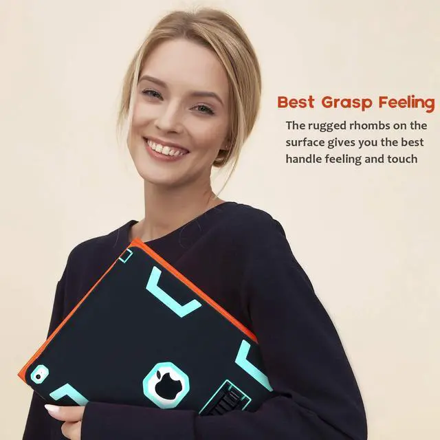 Alt view image 2 of 5 - iPad Pro 12.9" Case,AICase Heavy Duty Hybrid Shockproof Hard Case Cover Rubber Stand for 2017(A1670/A1671) Apple iPad Pro 12.9 inch (Black/Mint Blue)