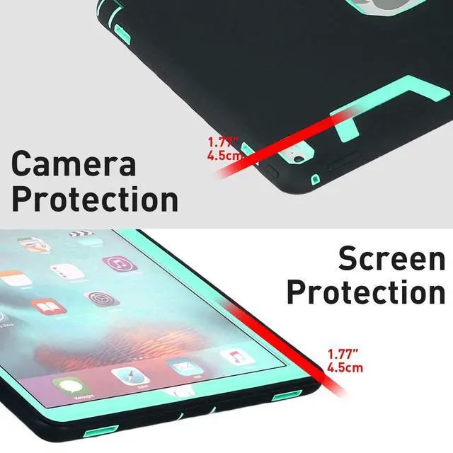 Alt view image 5 of 5 - iPad Pro 12.9" Case,AICase Heavy Duty Hybrid Shockproof Hard Case Cover Rubber Stand for 2017(A1670/A1671) Apple iPad Pro 12.9 inch (Black/Mint Blue)