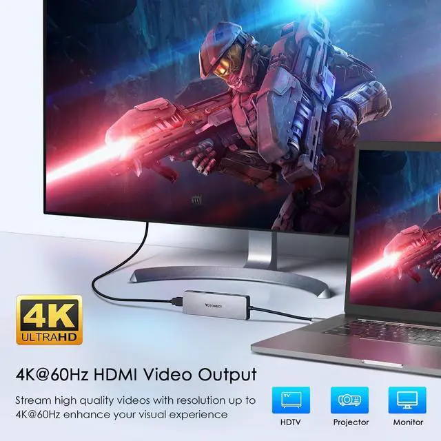 Alt view image 2 of 5 - Votonect USB C Hub 10-in-1 with 4K HDMI Adapter, SD/TF Card Reader, 100W PD Charging, 2 USB 3.0 Ports, and 3 USB 2.0 Ports for MacBook Pro/Air, Dell XPS, Lenovo ThinkPad, etc.