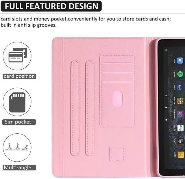 Alt view image 5 of 5 - Dteck Case for All-New Fire HD 10 & HD 10 Plus Tablet (2021 Release, 11th Generation) - Slim Multi-Angle Folio Stand Premium PU Leather Protective Smart Cover with Auto Wake Sleep, Pink Unicorn