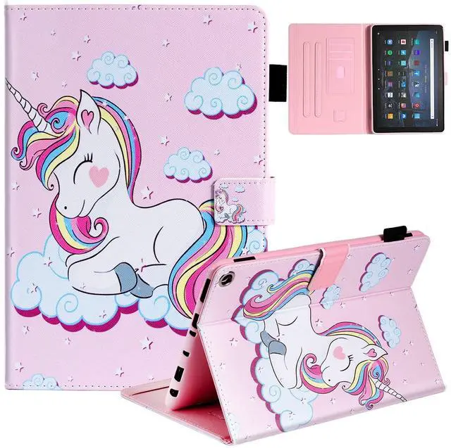 Main image of Dteck Case for All-New Fire HD 10 & HD 10 Plus Tablet (2021 Release, 11th Generation) - Slim Multi-Angle Folio Stand Premium PU Leather Protective Smart Cover with Auto Wake Sleep, Pink Unicorn
