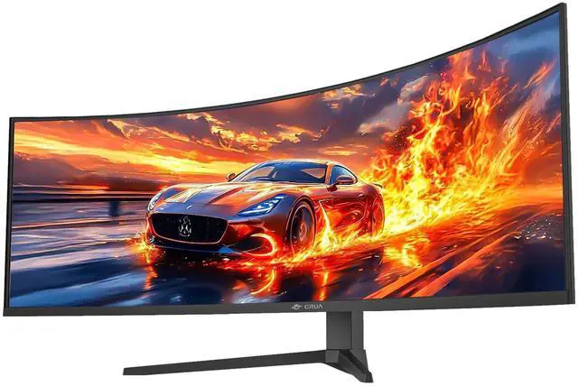 Alt view image 2 of 5 - CRUA 49" Curved Gaming Monitor | DQHD(5120 * 1440), 144Hz/165Hz, 1500R, 32:9, AMD FreeSync, 120% sRGB, Height Adjustable Ultra-Wide Screen Monitors, HDMI 2.1 & DP 1.4, Wall Mount Install- Black