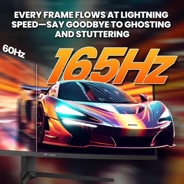 Alt view image 5 of 5 - CRUA 49" Curved Gaming Monitor | DQHD(5120 * 1440), 144Hz/165Hz, 1500R, 32:9, AMD FreeSync, 120% sRGB, Height Adjustable Ultra-Wide Screen Monitors, HDMI 2.1 & DP 1.4, Wall Mount Install- Black