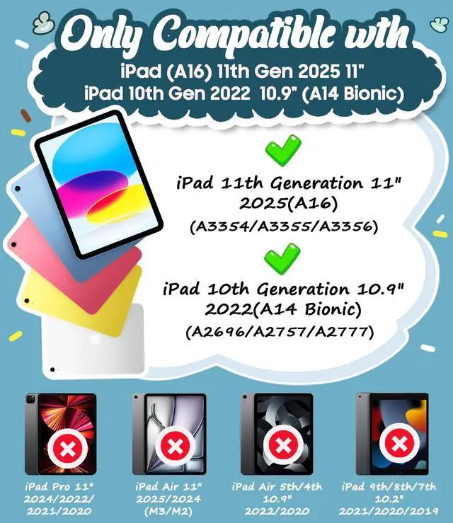 Alt view image 2 of 5 - ZoneFoker for iPad (A16) Case 11th Generation 11 inch 2025 / iPad 10th Gen 10.9 inch 2022, Heavy Duty Durable i Pad 11/11 Gen Cover with Pencil Holder/Stand for Kids (Green+Black)