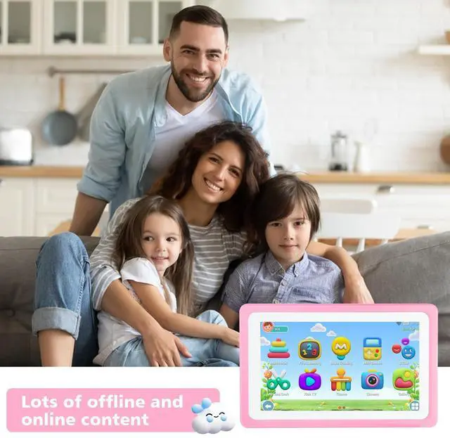 Alt view image 2 of 5 - Kids Tablet 7'' 32GB, Tablet for Kids 3-7 with WiFi YouTube Tons of Offline Content Parents Control, Toddler Android Tablets with Thicken Case Stand Children Software Installed for Boys Girls 3-12