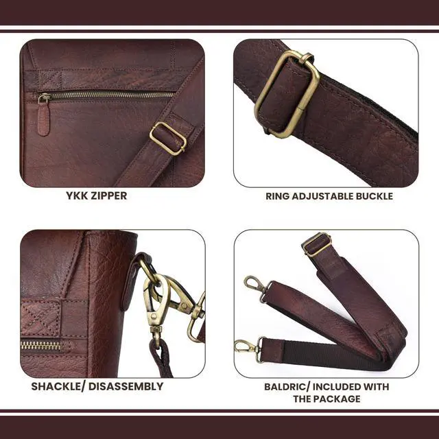 Alt view image 2 of 5 - LEATHER VILLAGE Vintage Leather Handmade Laptop Messenger Bag-15.5 Inch Satchel-Red Briefcase Shoulder Bag for Men & Women, Crossbody Work Bag for Office, Travel, and Daily Use