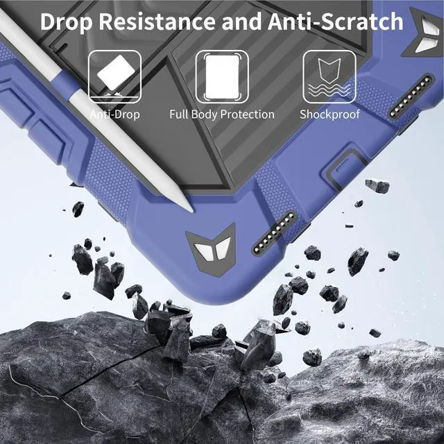 Alt view image 4 of 5 - KENKE Case for iPad (A16) 11th Generation 11 Inch 2025, iPad 10th Generation Case 2022 with Screen Protector, Heavy Duty Military Grade Full-Body Shockproof Rugged Protective Cover, Navy Blue