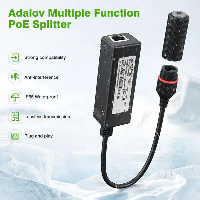 Alt view image 2 of 5 - Gigabit PoE Splitter 12V Output with IEEE 802.3af/at Standard Compliant 10,100,1000Mbps Power Over Ethernet Splitter Adapter for Security Camera CCTV Surveillance IP, AP, Wireless Bridge (2 Pack)