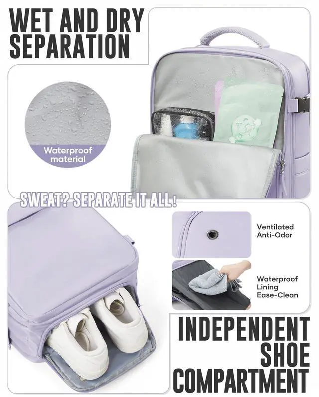 Alt view image 4 of 5 - Vacuum Backpack with Pump for Women Men, Compression Backpack for Travel, Vacpack for School Business Trip, Lightweight Airback Backpacks with Vacuum Seal, Carry On Bag for Airport( Purple Large)