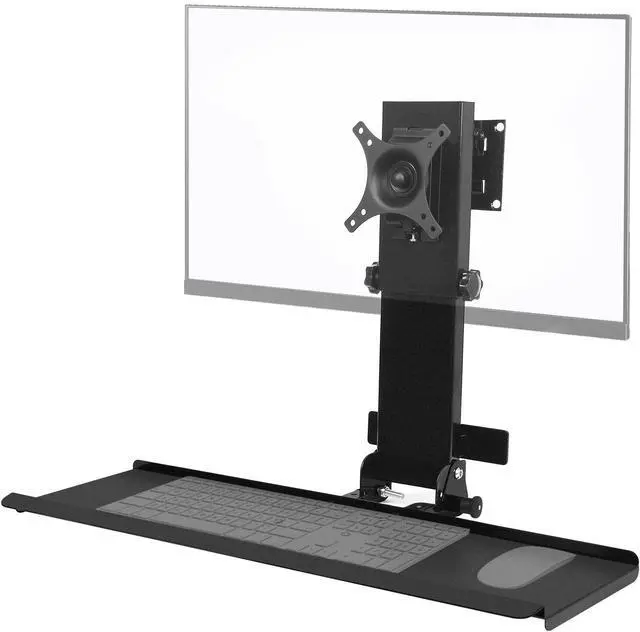 Main image of Monitor Wall Mount with Foldable Keyboard Tray for Mac mini/Small PCs Monitor and Keyboard Mount | 26" Curved Platform w/Mouse Space | Holds 17"-32" Screens